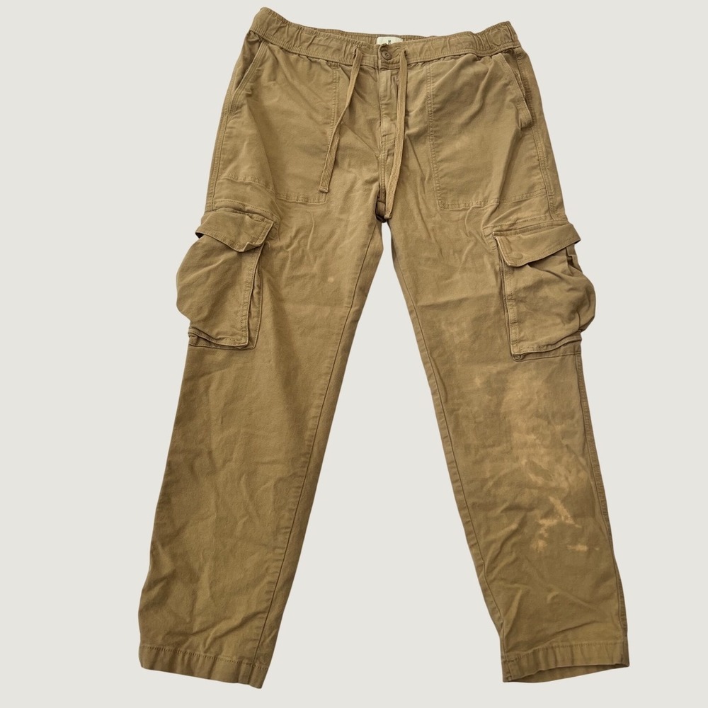 Mutual Weave Cargo Pants Brown Elastic Waist Utility Workwear XL